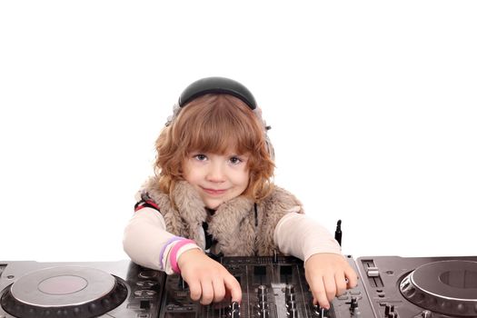 little girl dj with turntables