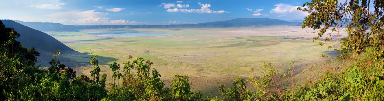 Ngorongoro crater in Tanzania, Africa panorama. Ngorongoro Conservation Area