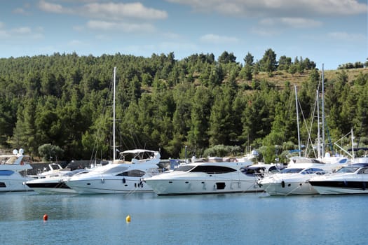 yacht and boats summer vacation scene