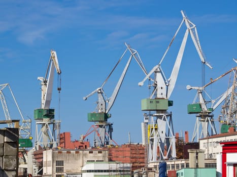 shipyard and cranes in Pula Croatia