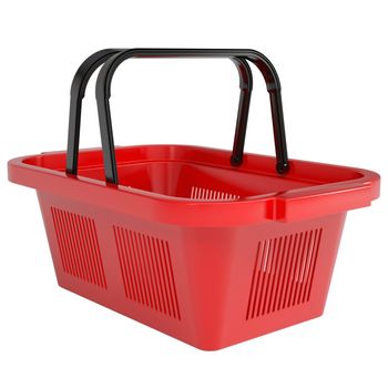 Red shopping basket. Isolated render on a white background