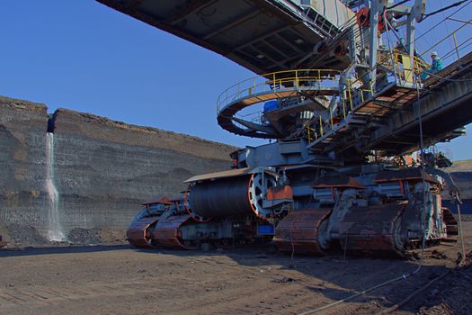 Chassis of coal loader machine in the mine