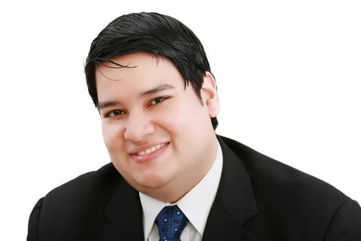 Close-up portrait of a handsome young business man on withe background