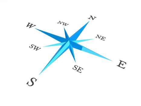 Illustration of a blue and white compass