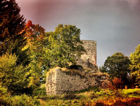 Ruins of castle Vitekstone near Lipno dam,Czech Republic