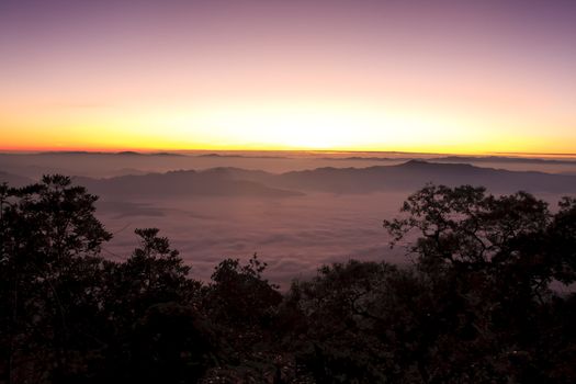 Sunrise view point from Doi Chiang Dao mountain, Chiang mai, Thailand.