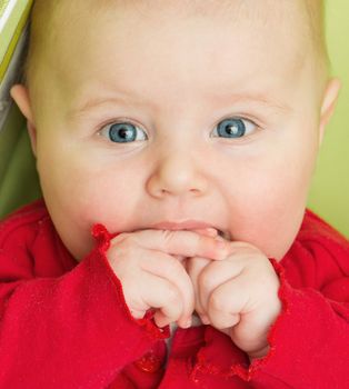 closeup portrait of cute adorable baby