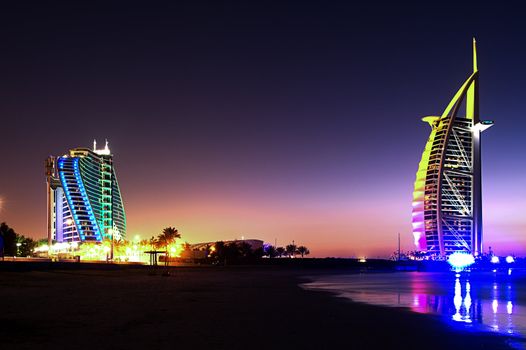 The night sign of hotel in Dubai
