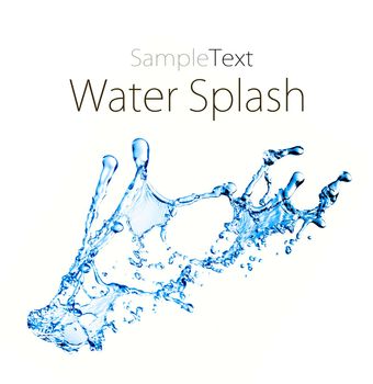 blue splash close up shoot isolated on a white background with sample text