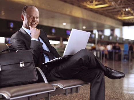 businessman who has sitting in the airport