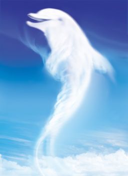 dolphin like white cloud on the blue sky