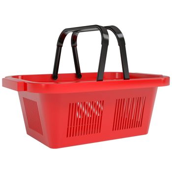 Red shopping basket. Isolated render on a white background