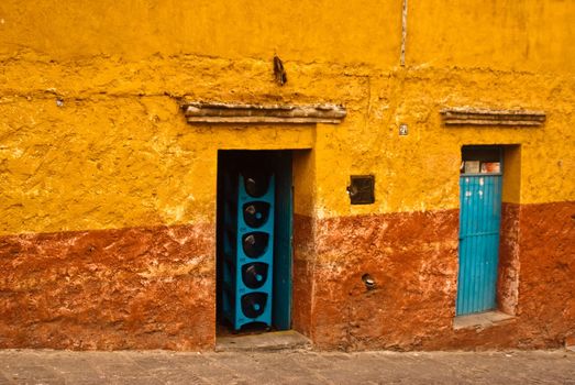 Small store in San Miguel de Allende, Mexico offering water for sale