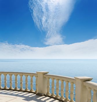 view to the Black Sea from a balcony under cloudy sky