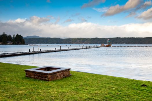 Fire pit and pier near Hood Canal, WA