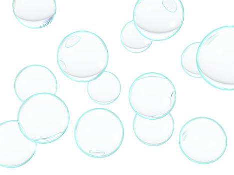 great number of transparent bubbles on a white background