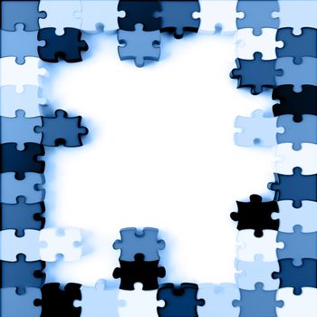 Parts of a puzzle with blue colors on a white background