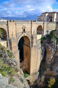 historic bridge in Ronda connecting the city between two mountains