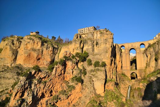 historic bridge in Ronda connecting the city between two mountains