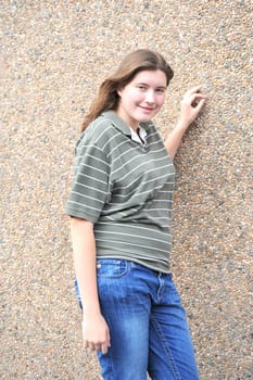 Female tomboy posing outside.