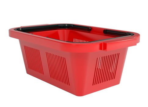 Red shopping basket. Isolated render on a white background