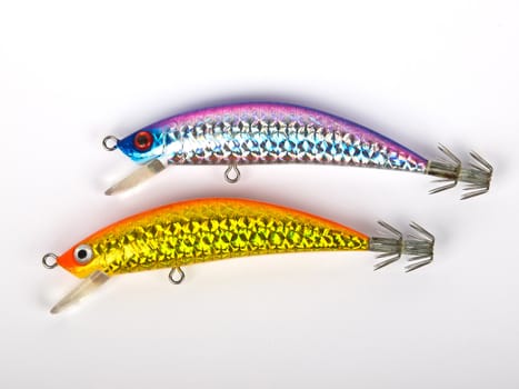 golden and silver squid lures