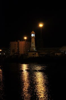 The clock at night in the Spain
