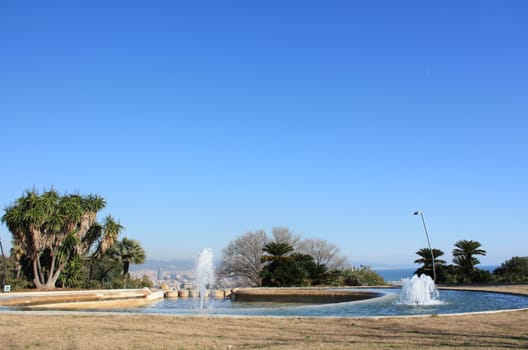 Beautiful fountains in the sunny Spain