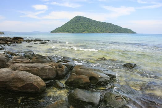 Koh Kon island seeing from Koh Rong Samlon island, Gulf of Thailand, Cambodia, Southeast Asia