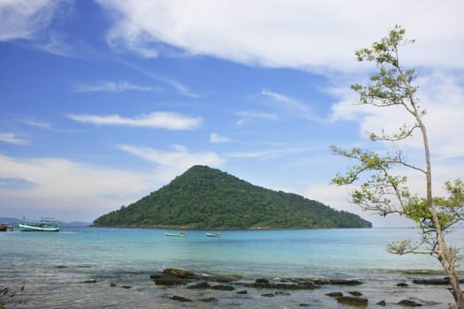 Koh Kon island seeing from Koh Rong Samlon island, Gulf of Thailand, Cambodia, Southeast Asia