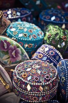 Hand-made Turkish souvenirs, objects and pottery with traditional designs, legacy of Ottoman Empire, Istanbul