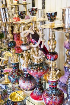 Hand-made Turkish souvenirs, objects and pottery with traditional designs, legacy of Ottoman Empire, Istanbul