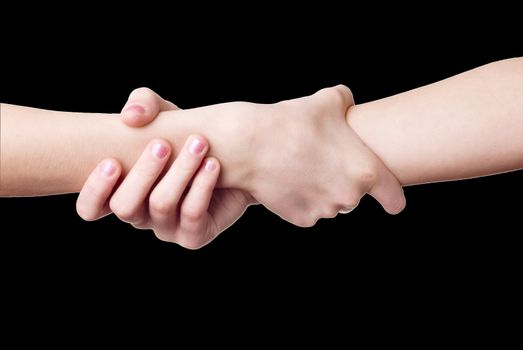 Handshake between two people to love.