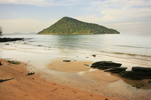 Koh Kon island seeing from Koh Rong Samlon island, Gulf of Thailand, Cambodia, Southeast Asia