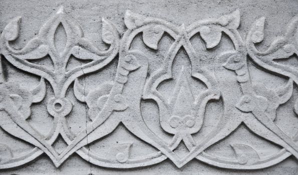 Close up of a marble carving in late Ottoman Turkish style
