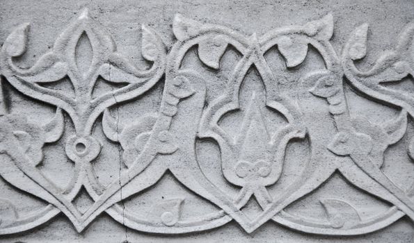 Close up of a marble carving in late Ottoman Turkish style