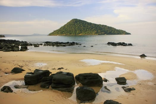 Koh Kon island seeing from Koh Rong Samlon island, Gulf of Thailand, Cambodia, Southeast Asia