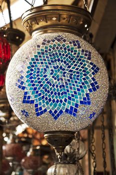 Hand-made lanterns with traditional designs made with glass pieces, Istanbul, Turkey