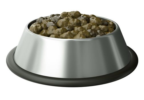 Pet food in a bowl. 3D render.