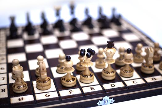 Chess board with figures during chess play
