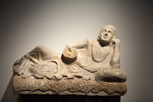 Ancient etruscan art. Sarcophagus of Chiusi, Tuscany. 