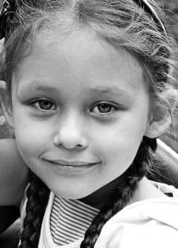 black and white portrait young girl 
