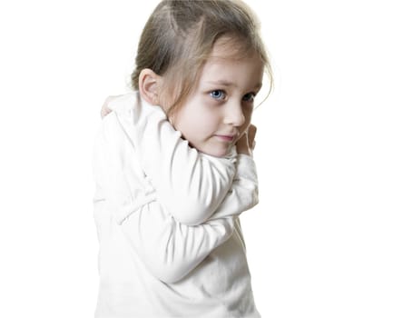 portrait of young girl whose very cold