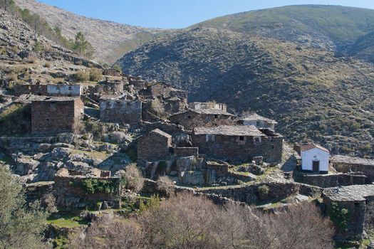 Village of Drave in the middle of the mountains in Portugal