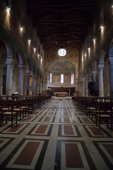 Chiusi - The Romanesque Cathedral  of San Secondiano, built around 560 AD over a pre-existing basilica, and renovated in the 13th C. It has a nave and two aisles supported by antique columns.