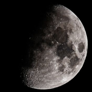 Moon closeup showing the details of the lunar surface.