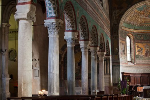 Chiusi - The Romanesque Cathedral  of San Secondiano, built around 560 AD over a pre-existing basilica, and renovated in the 13th C. It has a nave and two aisles supported by antique columns.