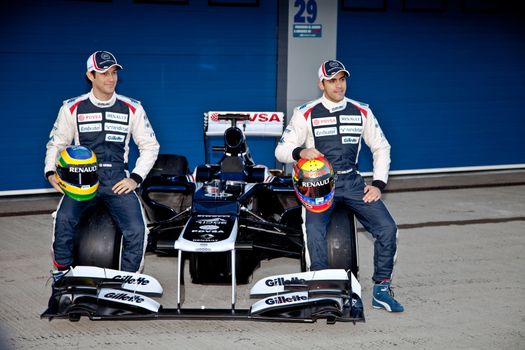 JEREZ DE LA FRONTERA, SPAIN - FEB 06: Presentation of the F1 car FW34 of Williams on the racetrack of Jerez de la Frontera on February 06 , 2012, in Jerez de la Frontera , Spain