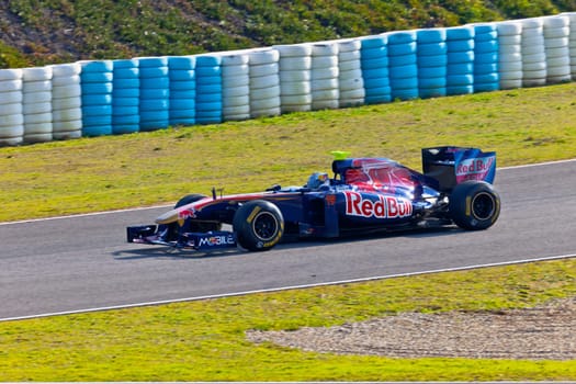 JEREZ DE LA FRONTERA, SPAIN - FEB 11: Jaime
Alguersuari of Toro Rosso F1 races on training session on February 11 , 2011, in Jerez de la Frontera , Spain