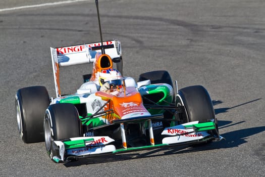 JEREZ DE LA FRONTERA, SPAIN - FEB 07: Paul Di Resta of Force India F1 races on training session on February 07 , 2012, in Jerez de la Frontera , Spain